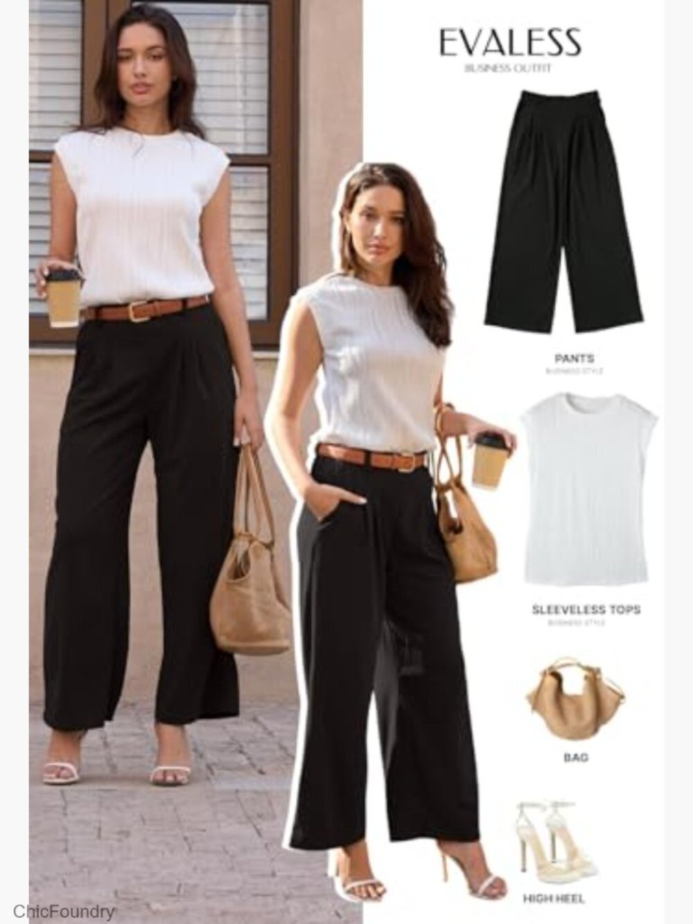 Wide Leg Palazzo Pants High Waisted Waffle Knit Work Trousers Pockets - Picture 5 of 7